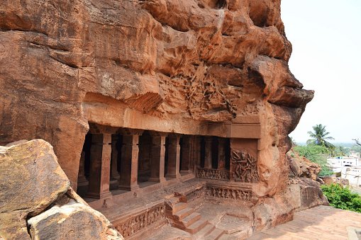Entrance of cave No.1, Badami caves, Karnataka, India