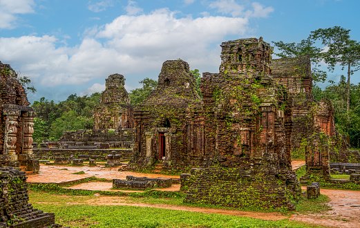 Ruins of old hindu temple at My Son, Vietnam. This sanctuary is a UNESCO World Heritage site in Vietnam. Travel and religion concept
