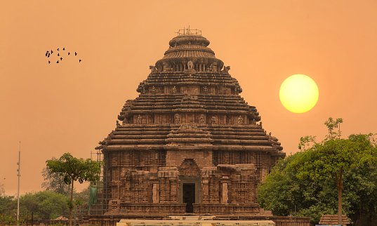 Konark Sun Temple - A UNESCO World Heritage site built in the 13th century at Puri Odisha, India shot at sunrise.