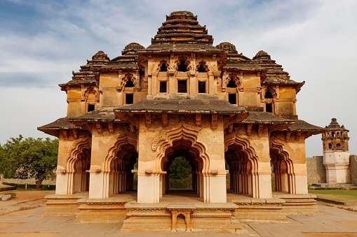 Exterior of the Lotus Mahal palace in Hampi, Karnataka, India, Asia