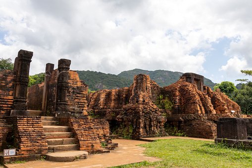 My Son, Vietnam- 29 Feb, 2024: My Son UNESCO World Heritage site near Hoi An in central Vietnam. It is an ancient Hindu temple complex of the Cham people.
