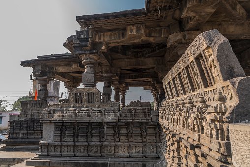 Hemadpanti shiva temple, the 11th century temple is built of stone in Hemadpanthi style during the Kalyani-Chalukya era. Hottal, Maharashtra, India