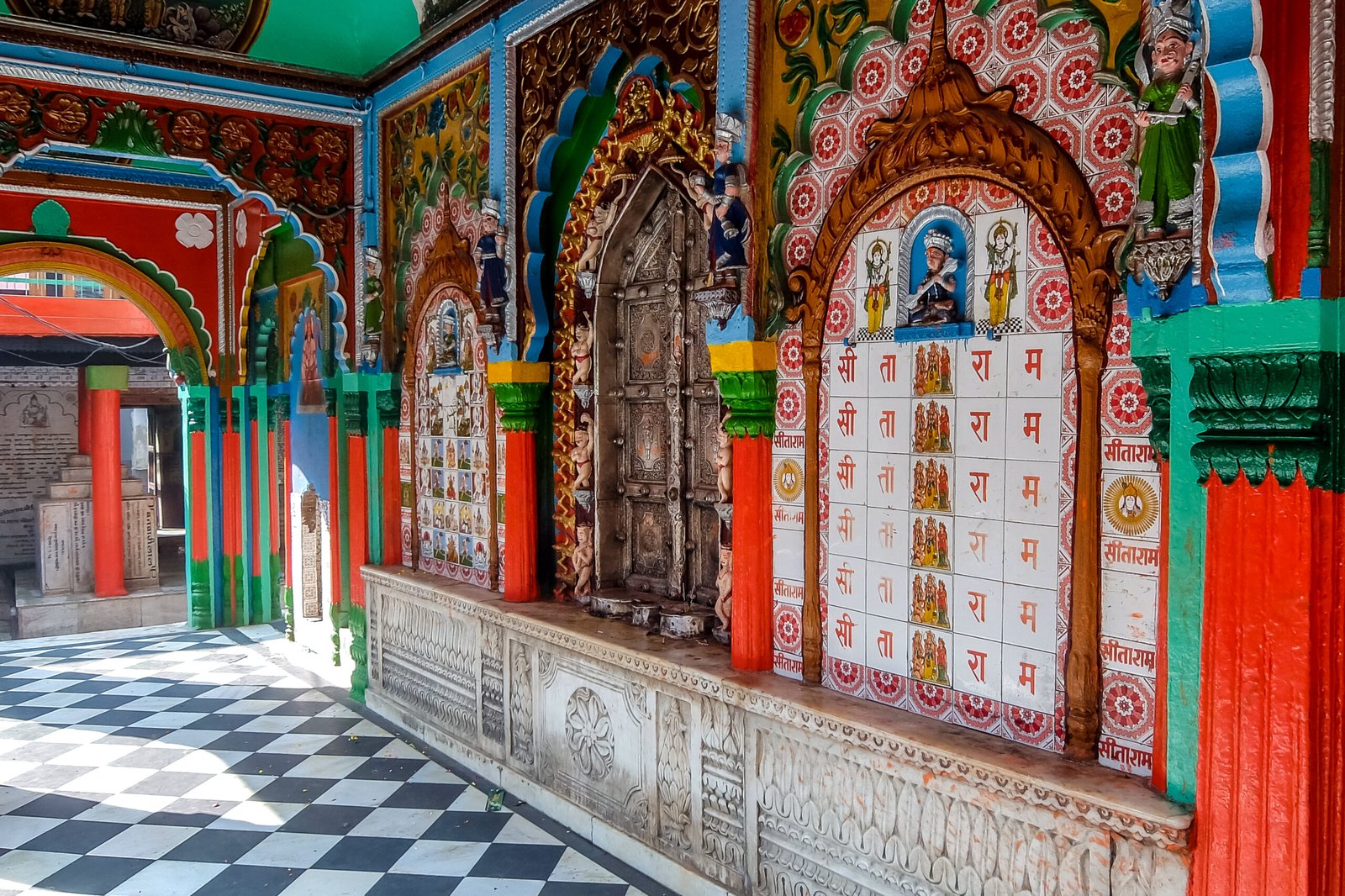 Ayodhya, India. Hanuman Garhi Temple. Details of architecture.